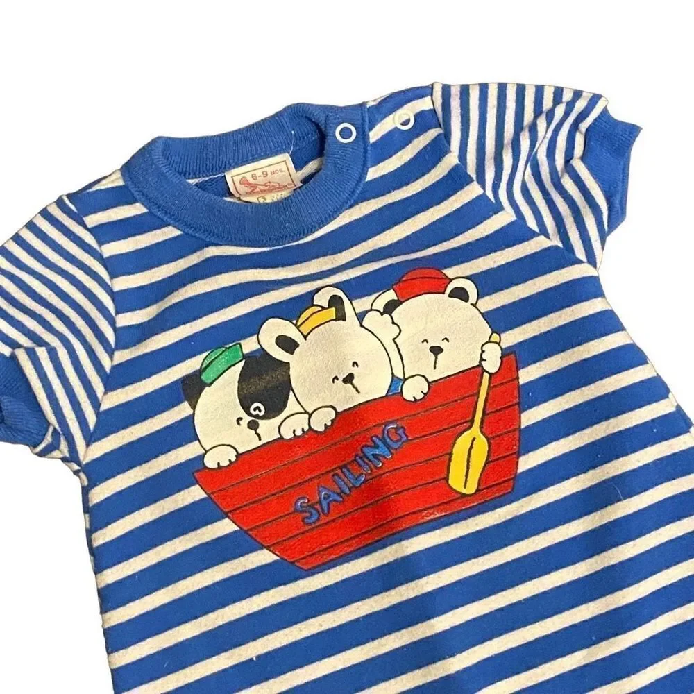 Vintage Nautical Buster Brown Striped Playsuit